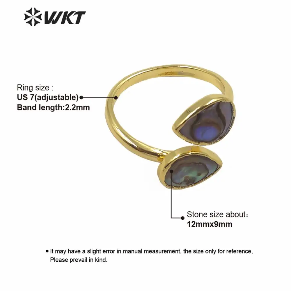 WT-MPR002 Summer hot sales women ring gold electroplated double teardrop shell rings women fashion cocktail vacation rings