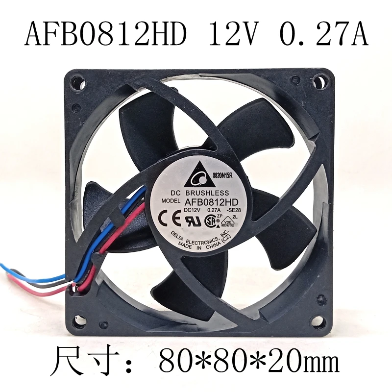 

New original AFB0812HD 12V 0.27A 8CM 8020 3-wire double ball cooling fan