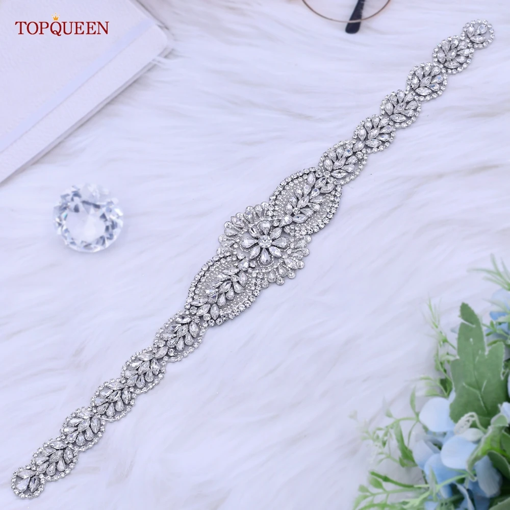 TOPQUEEN S02 cinturón de boda nupcial brillante mujer señora fiesta plata decoración de diamantes de imitación cinturón vestido de lujo cinta faja