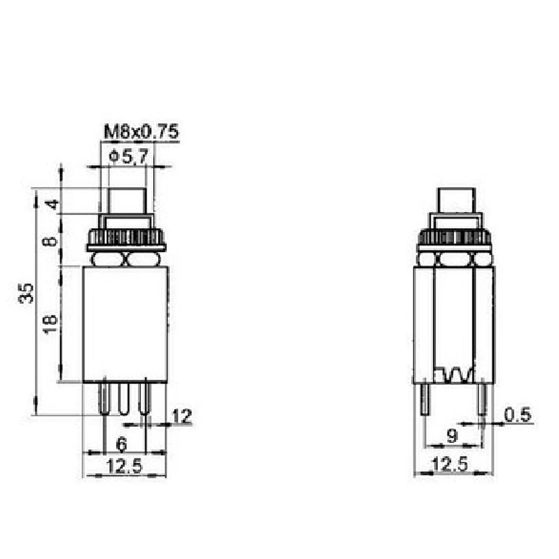 Interruptor de botón de Reinicio automático sin bloqueo, AN4-22 de 5 piezas, 2x2, normalmente abierto, momentáneo, 6 pines, 3a, 250VAC