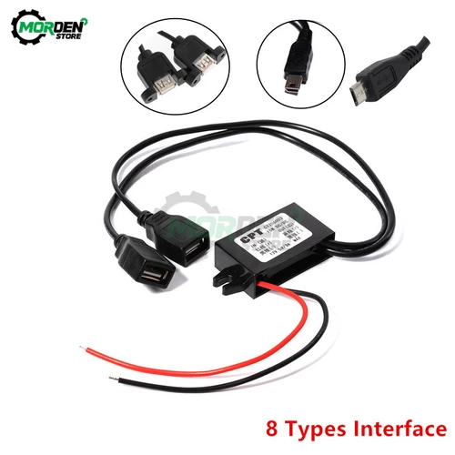 DC-DC 12V a 5V 3A 15W Convertidor de corriente para coche Micro Mini USB Adaptador de salida de fuente de alimentación de voltaje reductor con protección inversa
