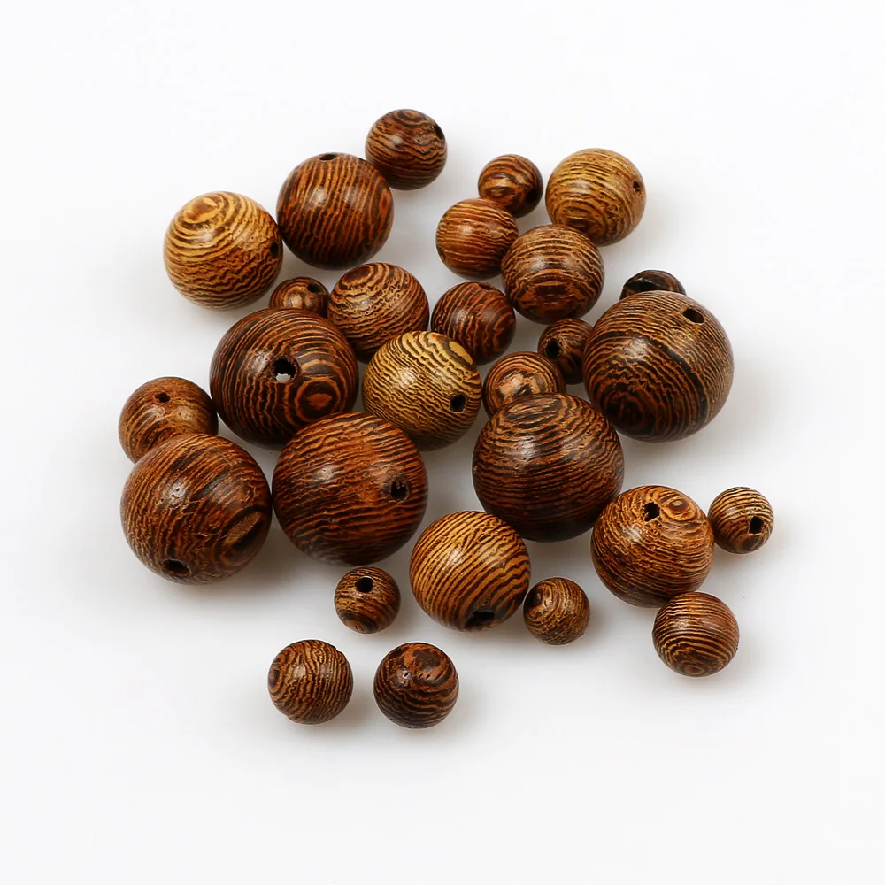 6-15mm Natural Wood Beads Round Spacer Wooden Pearl Balls Wenge Loose Beads For Jewelry Making Handmade Bracelet Diy Accessories