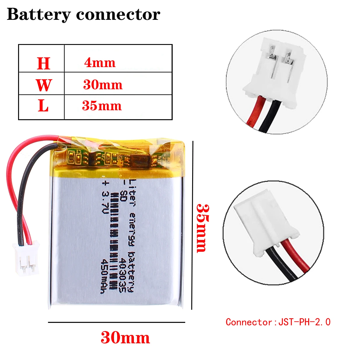 3.7V 450mAh 403035 Rechargeable Battery For MP3 MP4 mobile bluetooth GPS Toy reading pen speaker lithium-ion Lipo Battery