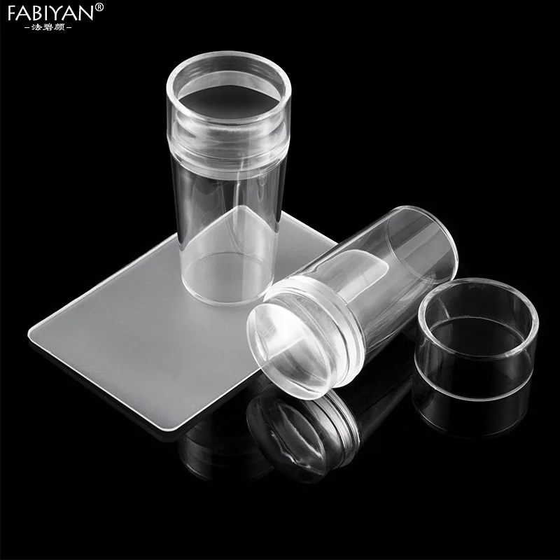 2.8CM Head Clear Jelly Silicone Nail Art Stamper Scraper With Cap Transparent Stamping Polish Transfer Templates Tools Manicure