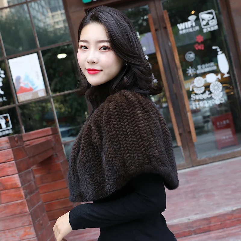 New Style Women Real Mink Fur Scarf Shawl Genuine Real Mink Fur Poncho Girls Fashion Hand Knitted Real Mink Fur Sexy short skirt