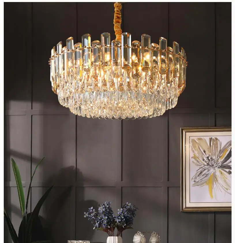 

Nordic Modern Crystal Pendant Lighting Amber Hanglamp Stair Dining Room K9 Crystal Shade Luminaire Suspendu Nordic Pendant Lamp