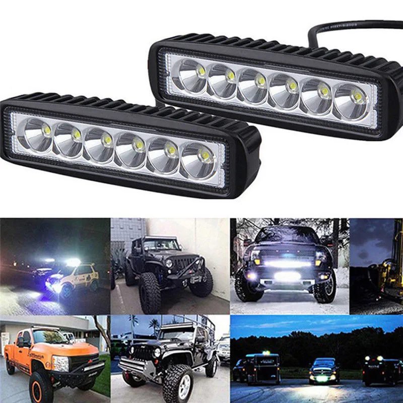 مصابيح الكشافات العالمية القيادة الضباب الطرق الوعرة LED ضوء سيارة العمل 18 واط 12 فولت LED 4WD led الحزم قضيب مصابيح عملي الأضواء #6