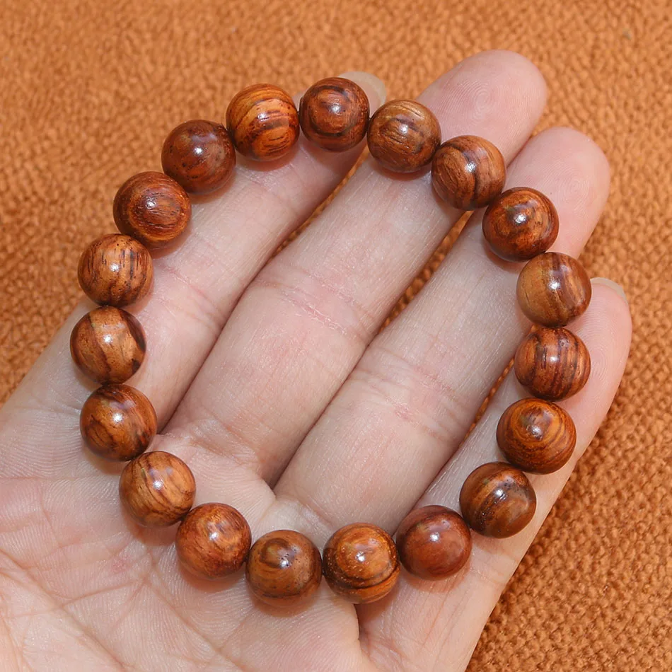 10mm Prayer Beads Bracelet Genuine Chinese HaiNan HuangHuaLi Scented Rosewood Women Fashion Pear Wood Bangle