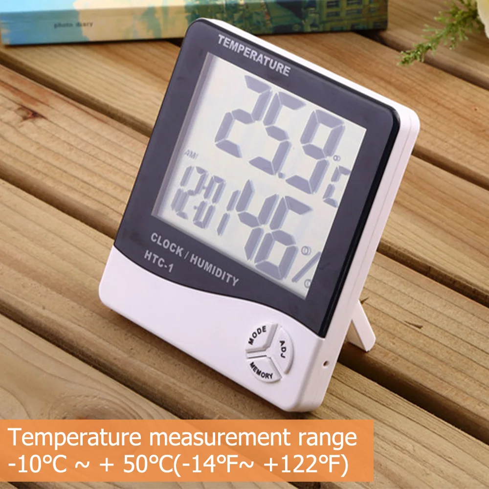 HTC-1 Indoor Room LCD Digital Electronic Thermometer Hygrometer Measuring Temperature Humidity Meter Alarm Clock Weather Station