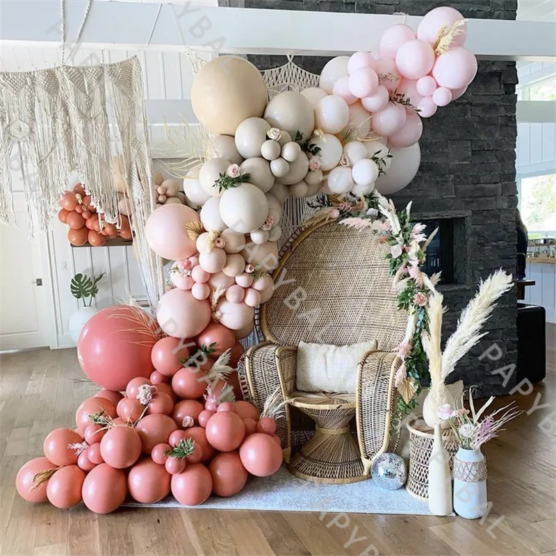 

127Pcs Macaron Pink Garland Arch Balloon Kit Skin Color Red Latex Balloon Set DIY Wedding Party Birthday Decoration Globos