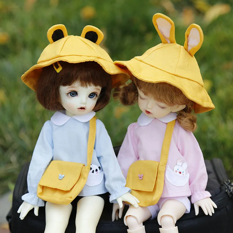 

4pcs=Shirt+short pant+Hat+ bag Doll Clothes 1/6 BJD Doll Accessories Lovely Kindergarten Uniform for YOSD SD BJD