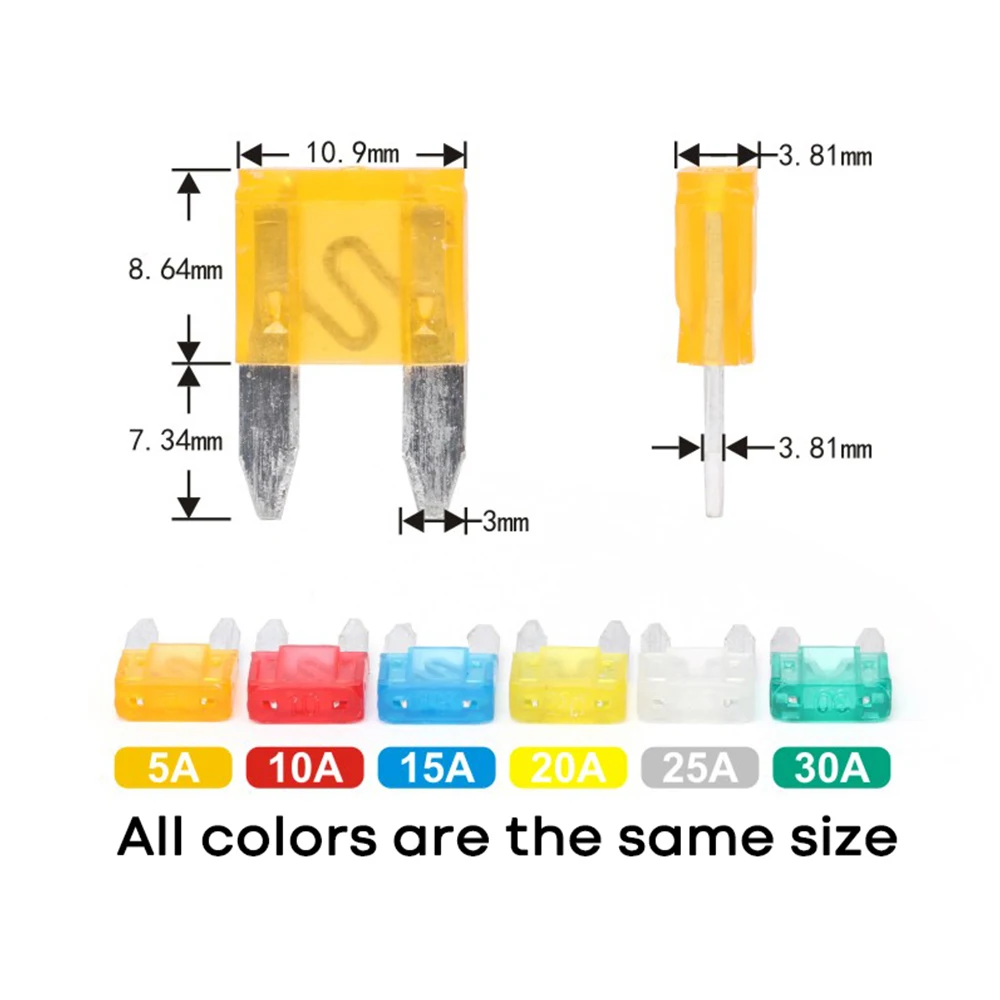 120Pcs/lot Car Fuse Small Size Mini Standard Blade Assortment Set Auto Truck 5A 10A 15A 20A 25A 30A AMP Fuse Plastic Box