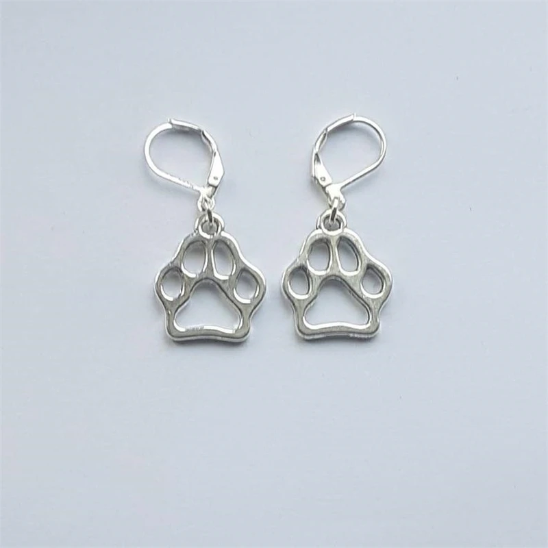 Paw Print Leverback Earrings, Clip Earrings for Man Woman, Animal Lover Gift