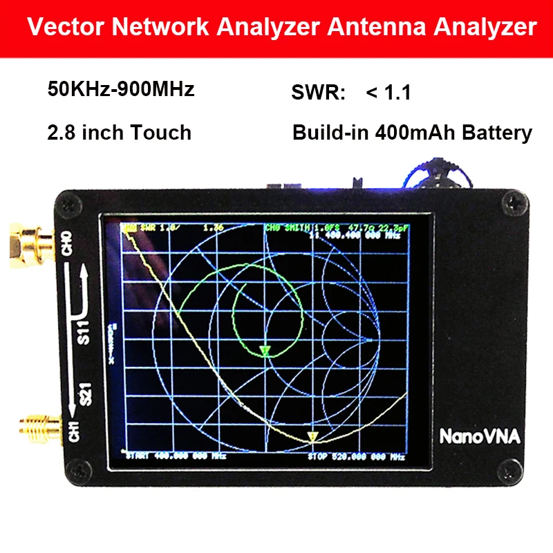 

NanoVNA VNA-H Portable Digital Vector Network 50KHz-900MHz MF HF VHF UHF Antenna Analyzer Built-in Battery