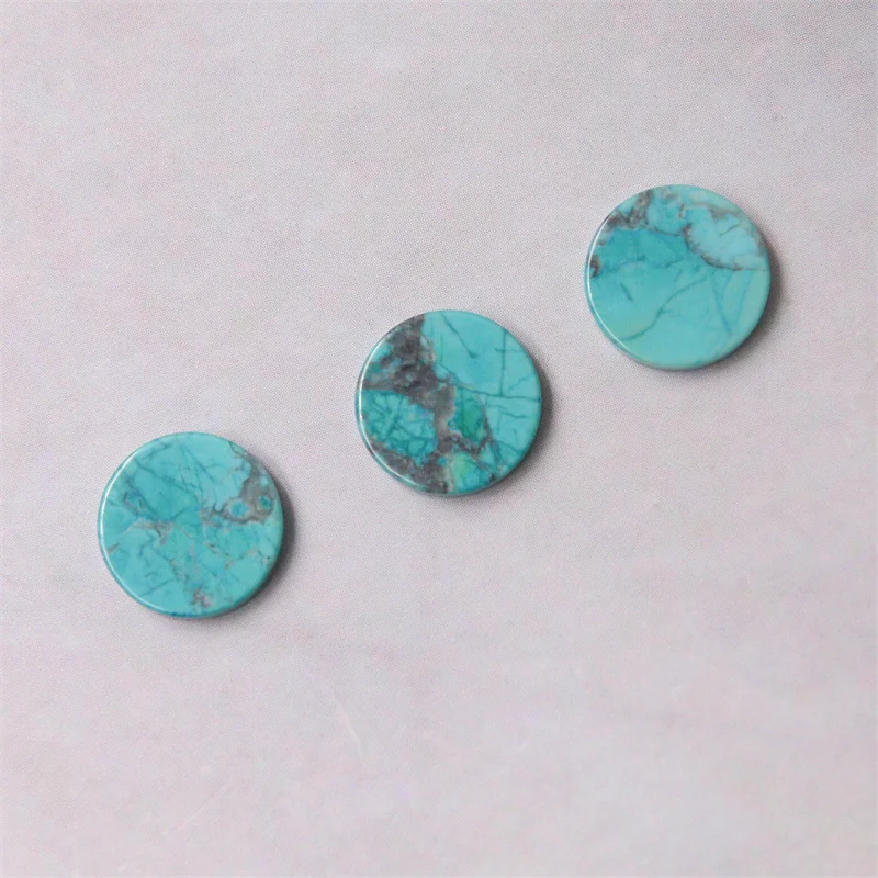 5pcs Dyed Howlite Imitation Turquoise Cabochons Disc Flat Round 8-20mm Natural Stone For Making Jewelry Ring Earings DIY Pendant