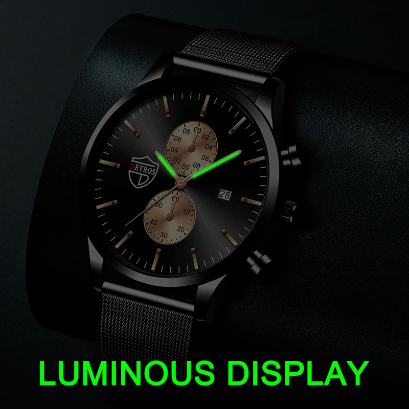 2023 Brand Men\'s Luxury Watches Fashion Stainless Steel Mesh Belt Quartz Wrist Watch Men Sports Luminous Clock relogio masculino