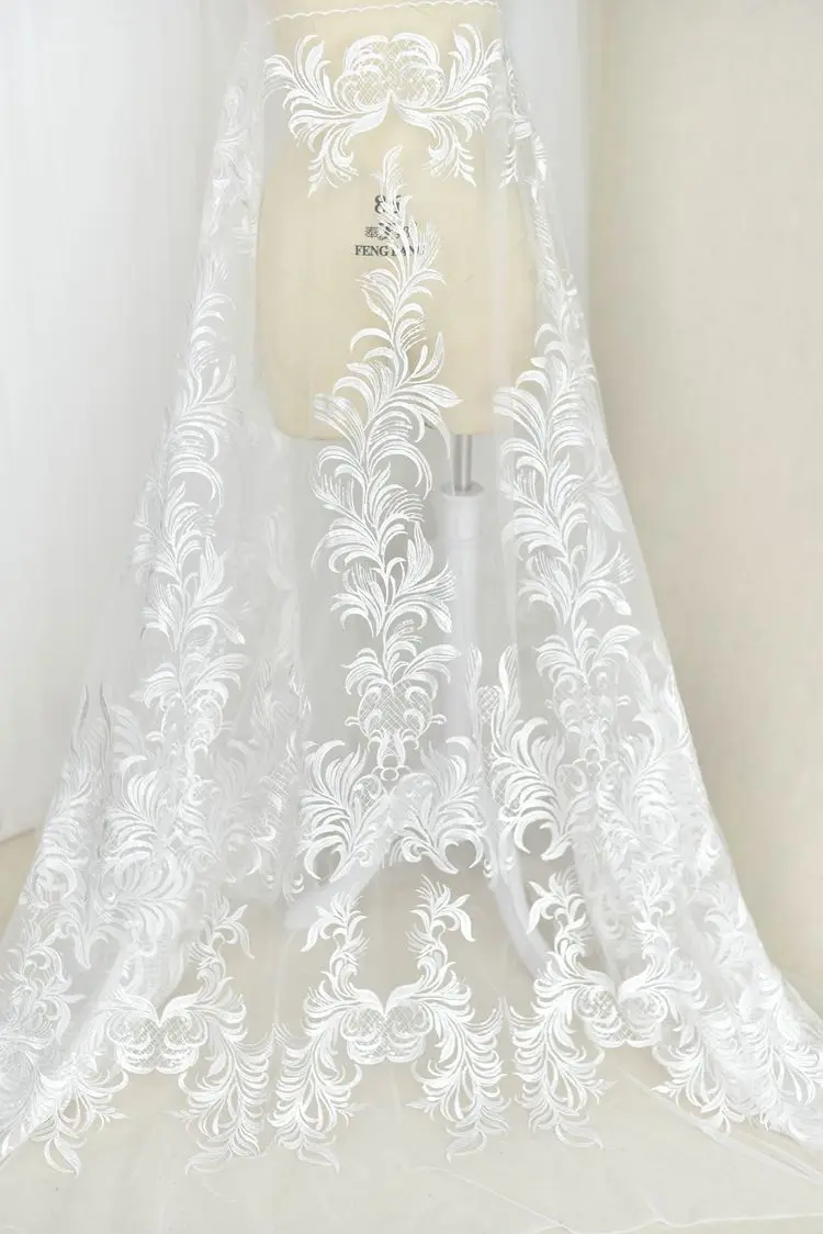 lace bridal dress diy lace fabrics embroidery long lace leaf mirrow boardres fabrics