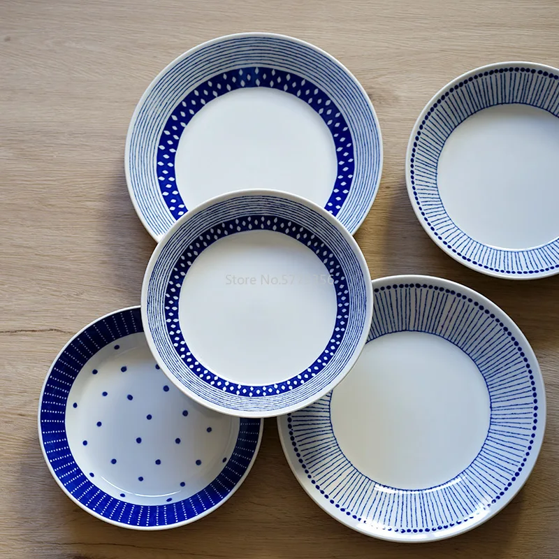 

Japanese Style Creative Design High Quality Ceramic Deep Plate Japanese Tableware Household Practical Large Plate Round Plate