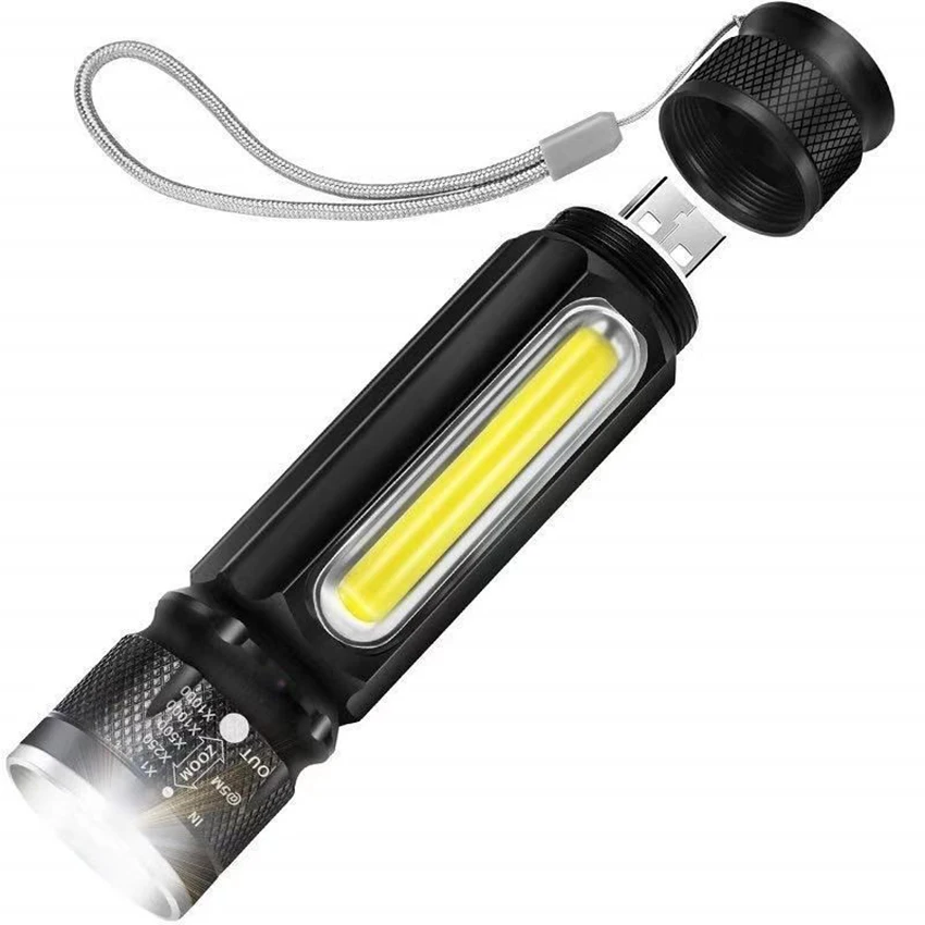 Latarka LED T6 wysokie lumeny latarki, przenośna lampy błyskowe z 3 trybami, Zoomable, wodoodporna do biwakowania na zewnątrz