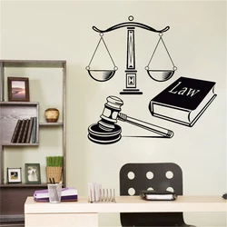 Vinyl Wall Decal Law Court Justice Decoration Mural Wall Stickers Book With balance Wall Art Mural Decoration