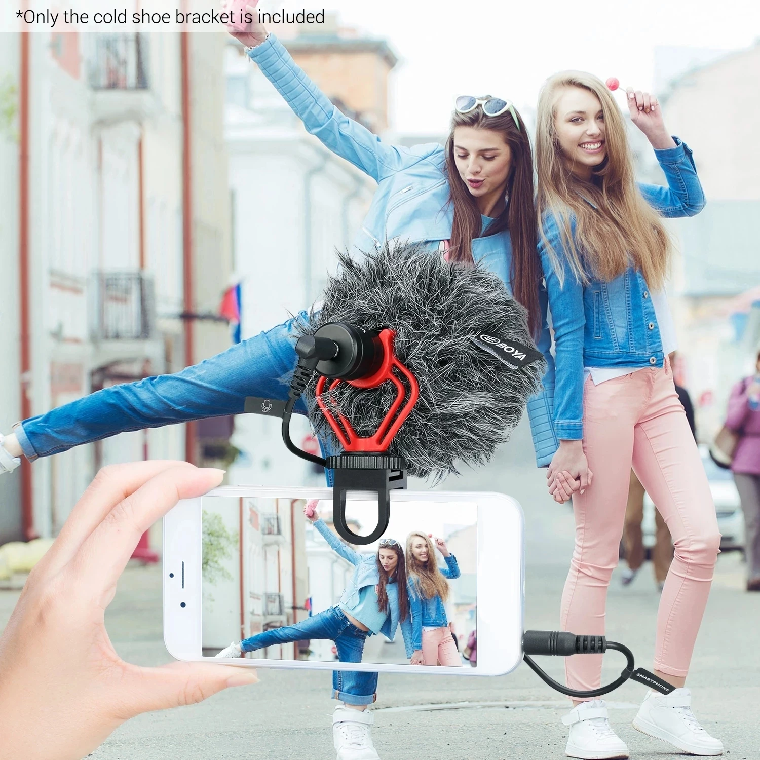 BOYA BY-C12 Microphpne Clip, Aluminum Clamp with Cold Shoe Mount for Attaching Smartphone Microphone Tablet Accessories