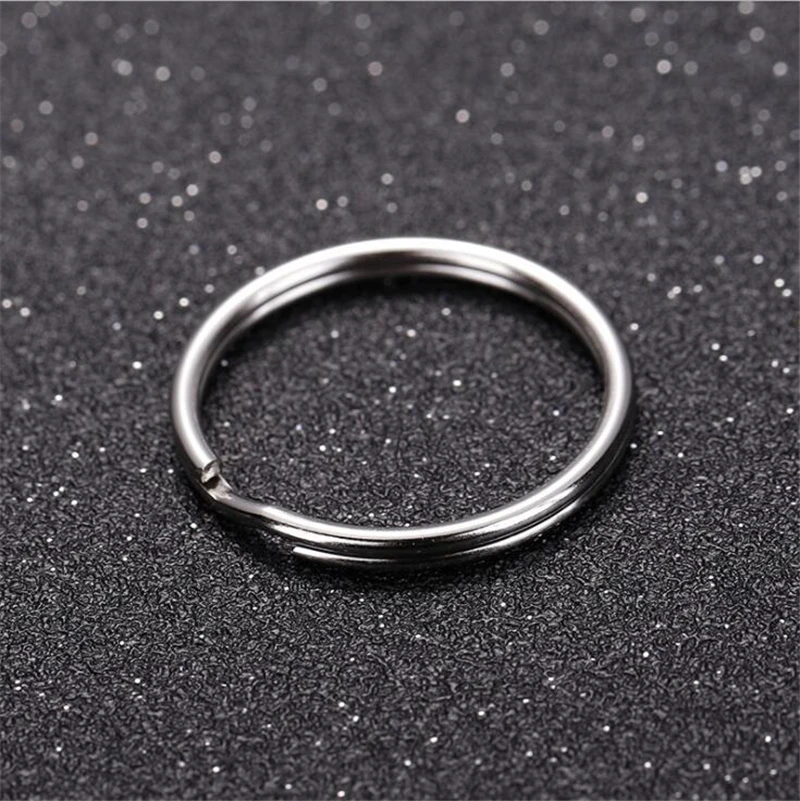 50pcs 12/15/20/25/28/30/32/38mm Silver Color Keyring Stainless Steel Hole Key Ring Key Chain Rhodium Plated Round Split Keychain