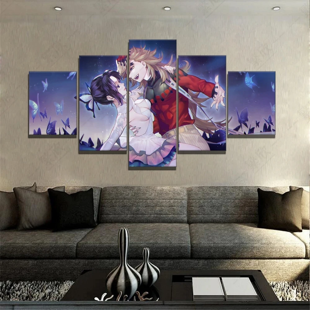 5 Pieces Japanese Anime Canvas Painting Home Decor Various Kochou Shinobu Douma Demon Slayer Wall Art Pictures for Livin Groom