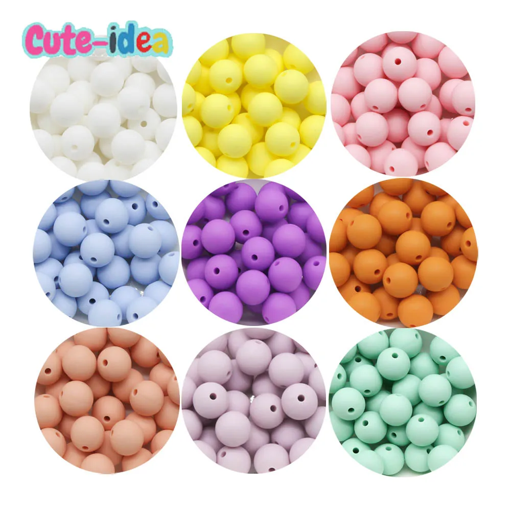 Cute-idea 9mm 50Pcs silicone beads safe pacifier chain chewing teething DIY handmade jewelry necklace bracelet baby product