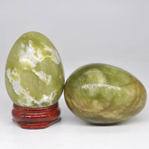 35x50mm Xiuyan 옥 계란 모양의 돌 치유 천연 크리스탈 마사지 Minerale 보석 영적 장식 컬렉션