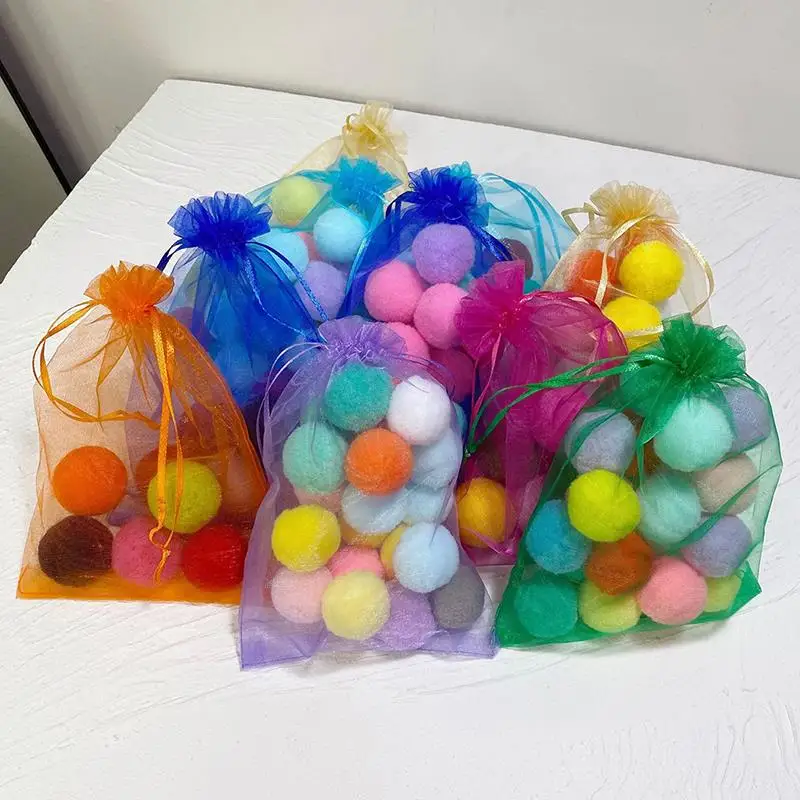 Kapmore 30Pcs Mix Colors Cat Toy Balls Fluffy Assorted Colors Cat Chase Balls Cat Chew Toys Pet Accessories Random Color