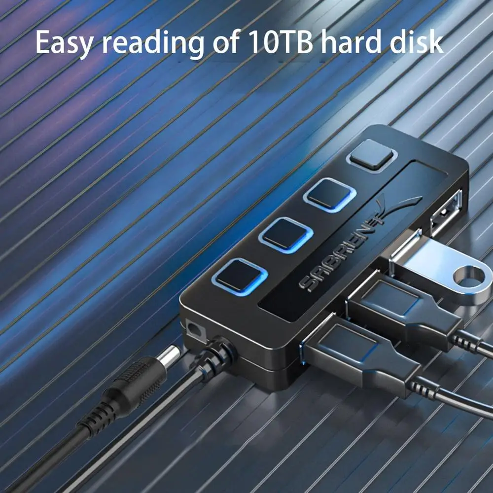 USB HUB 2,0 Hohe Speed4 Port Alle In Einem Für PC Windows Macbook Computer Accessori Ultra-dünne LED Power schalter USB 2,0 Splitter