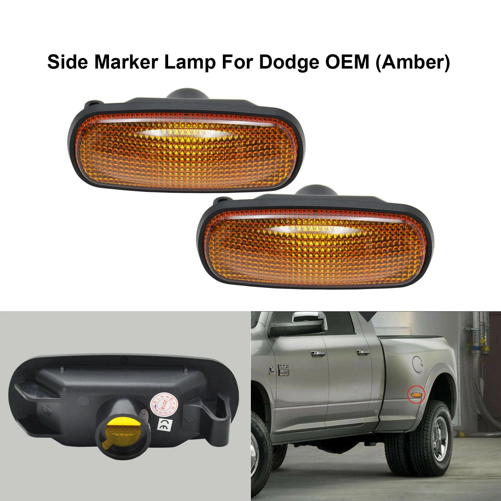 2PCS  LE Side Fender Marker Dually Bed Lights For 2003-2009 Dodge RAM 2500 HD 3500