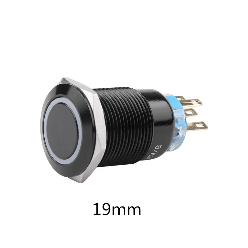 19mm LED Alumina black ring light  push button without fixation waterproof momentary button switch Latching