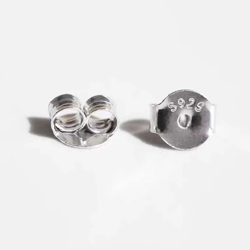 Genuine Real Pure Solid 925 Sterling Silver Earring Stopper Safety Backs Large Size Earring Plugs Jewelry Component