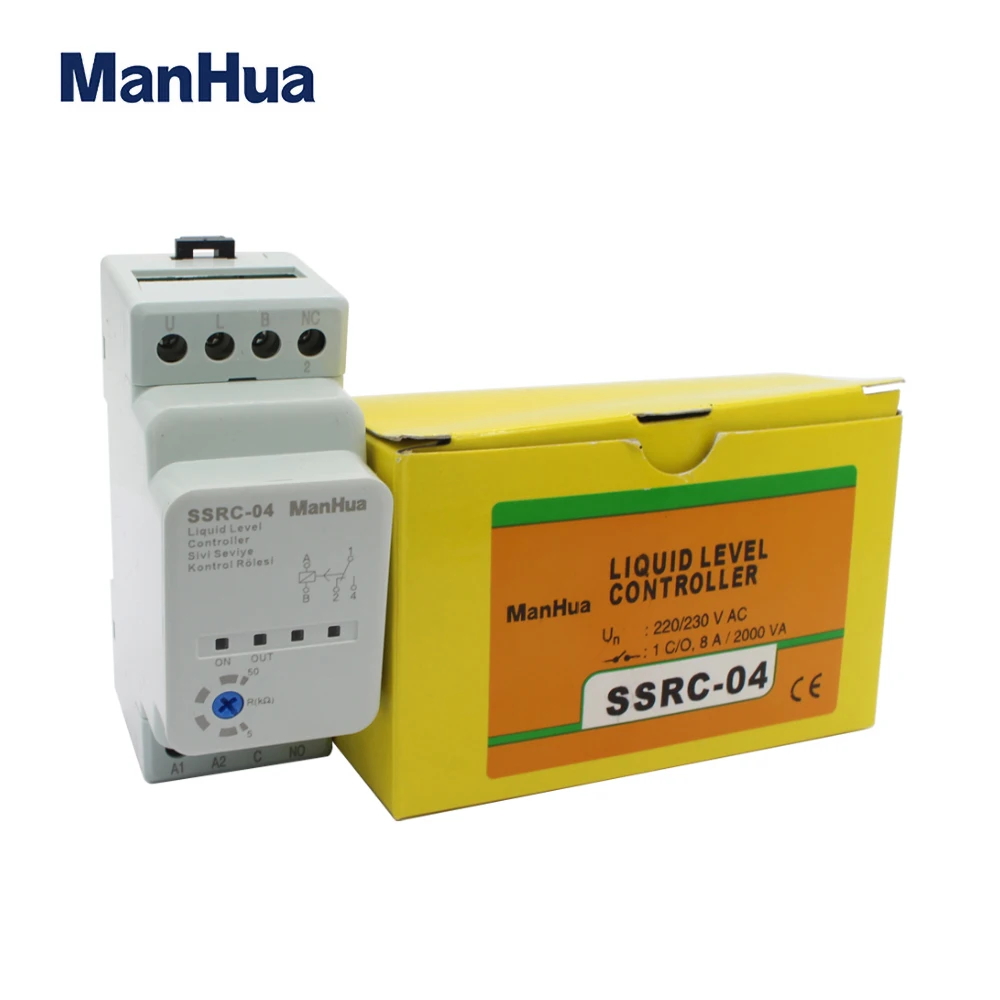 ManHua 220/230VAC 50/60Hz DIN rail SSRC-04 liquid level controller adjustable 5-50kΩ