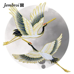 Chinese Style Embroidery Appliques Crane Clothes Patches for Clothing Jackets Animal Birds Sewing Supplies Custom Patch Badges