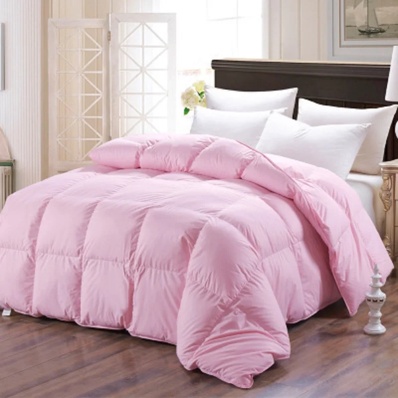 100% Goose Down Duvet Comforter Quilted Perfect Comfort  Double Single Size  Winter Thick Blanket Solid Color Bedclothes