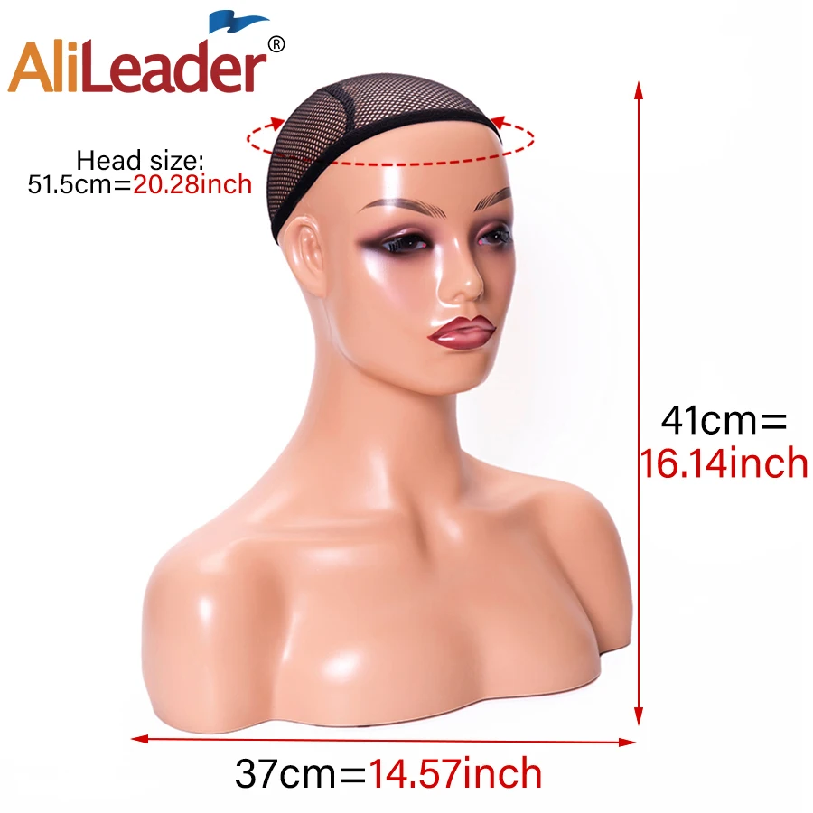 Tête de mannequin femme avec épaule tête de mannequin buste support de tête de perruque avec maquillage pour perruques affichage collier boucles d'oreilles gratuites, bonnet de perruque