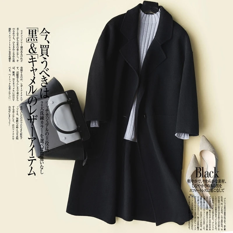 

Woman Coats Winter 2020 Double Breasted 100% Sided Wool Coat Female Korean Long Woolen Jackets Spring Overcoat LWL1334