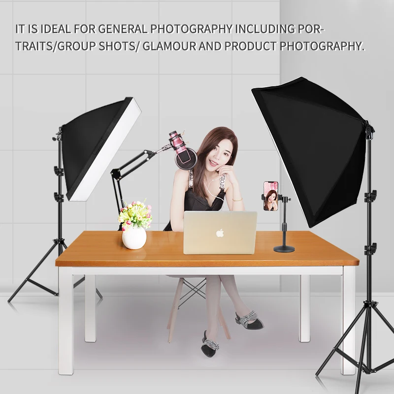 SH Photo Studio Softbox Tent 50x70cm with Single Lamp Holder For Photographic E27 Continuous Lighting With light stand 20w bulb