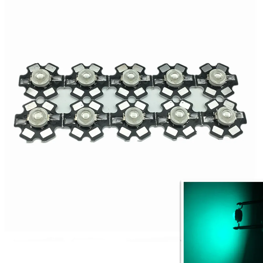 

50pcs 3W 490nm - 495nm Cyan Color High Power LED Light Emitter Diode on 20mm Star PCB