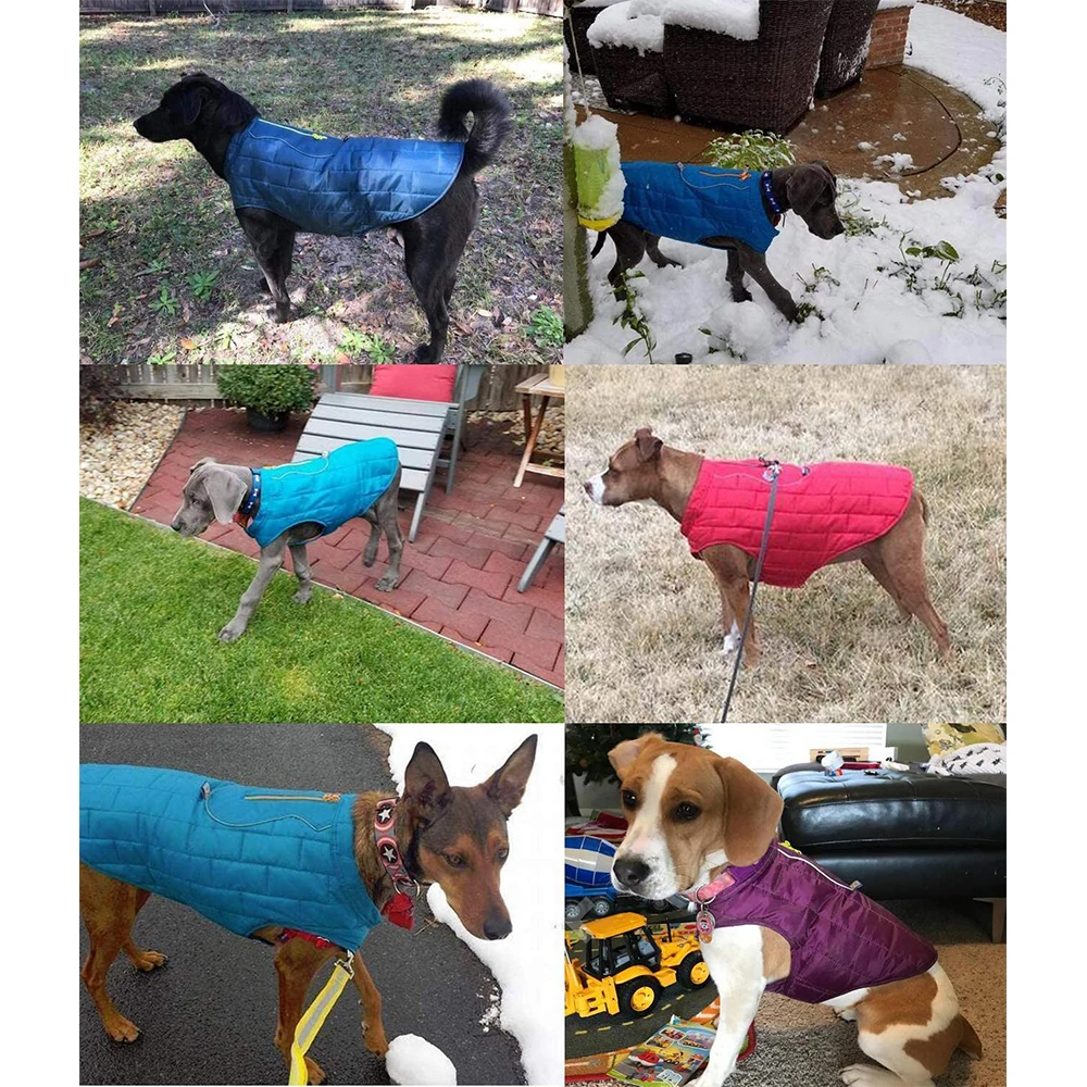 Warm Winter Dog Clothes Vest Reversible Dogs Jacket Coat Thick Pet Clothing Waterproof Reflective Outfit for Small Large Dogs