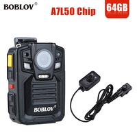 BOBLOV HD66-02 64GB HD 1296P Mini Camcorder 33MP Security Police Body Camera Night Vision Video Recorder With IR External Lens