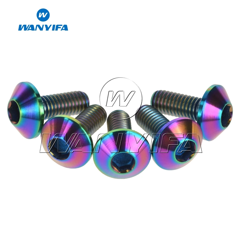 Wanyifa Titanium Bolts Allen Hex Head M6 x 12 15 20mm Motorcycle Screws 5pcs/lot