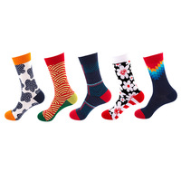 1 pair man socks 2025 combed cotton high quality colorful funny male socks creative crew socks for casual wedding dress