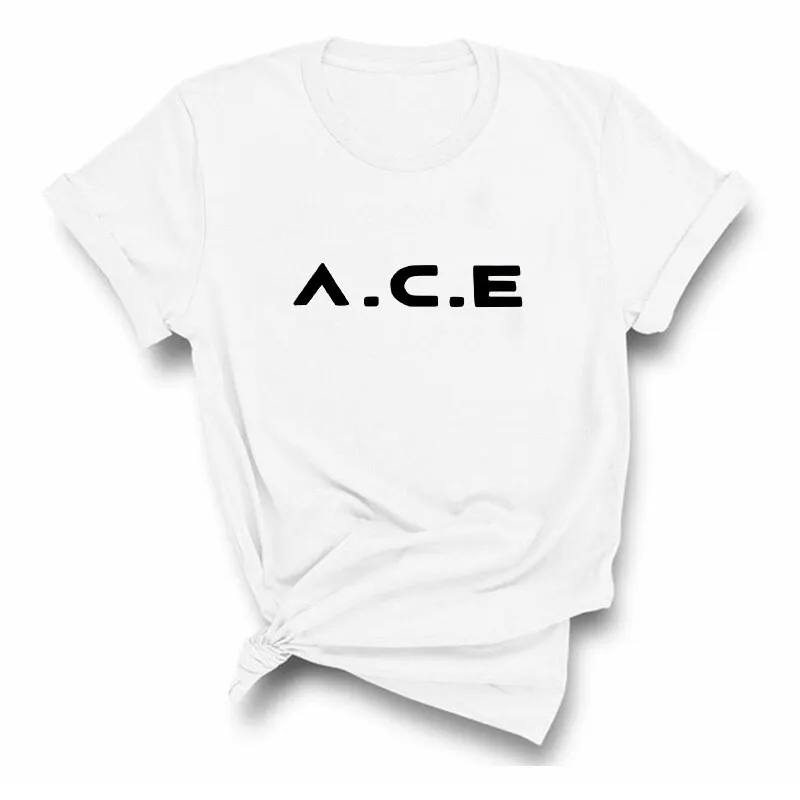 Женская футболка с принтом букв ACE K-pop A.C.E, повседневные Летние футболки с коротким рукавом и круглым вырезом, черная футболка для женщин