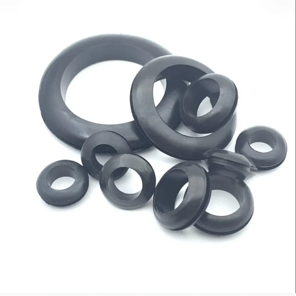 1000PCS/1LOT Black/White double sided plastic Grommet rubber Wiring Protective Coil Sealing Ring Sleeve ID:3 4 5 6 7 8 10 18mm