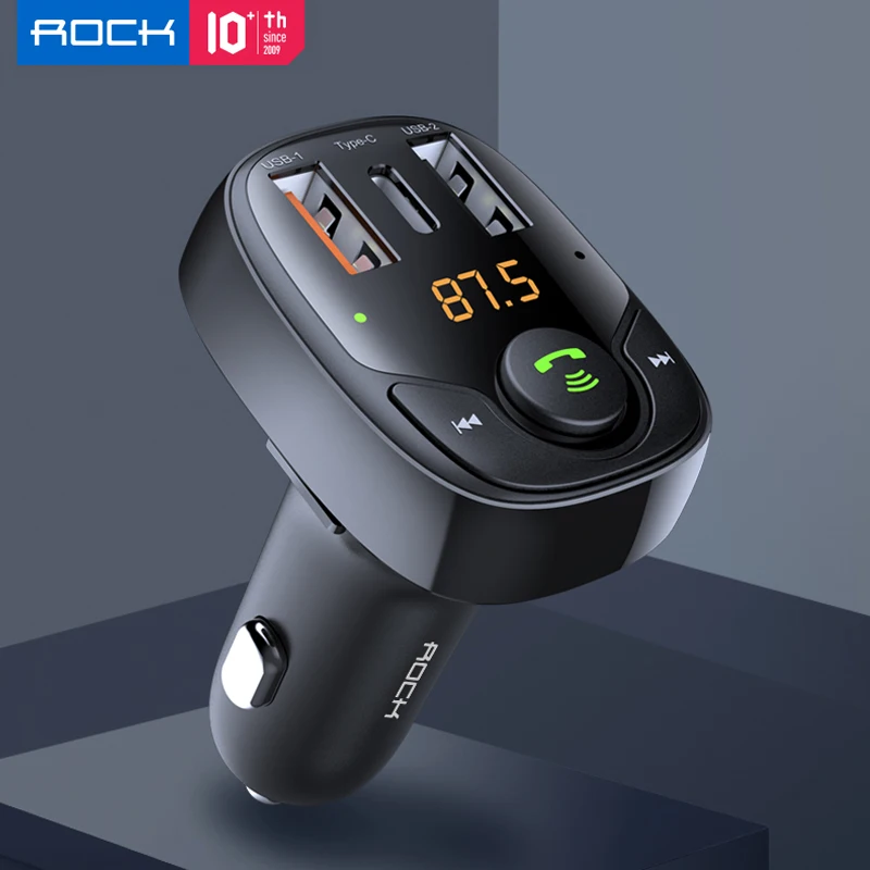 ROCK 36W Car Charger Bluetooth FM Transmitter Handsfree Receiver Audio Music MP3 Player SCP карты PD Car Charger зарядка