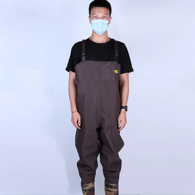 Thicken PVC Waterproof Jumpsuits Wading Pants Men Outdoor Non-slip Wear-resisting Fishing Pants Full Body Water Pants Rain Boots