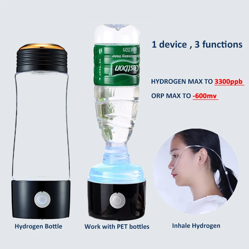 5/10 min SPE Hydrogen Rich Water Bottle Generator Machine Glass Cup DuPont SPE+PEM Dual Chamber H2 Maker lonizer Electrolysis